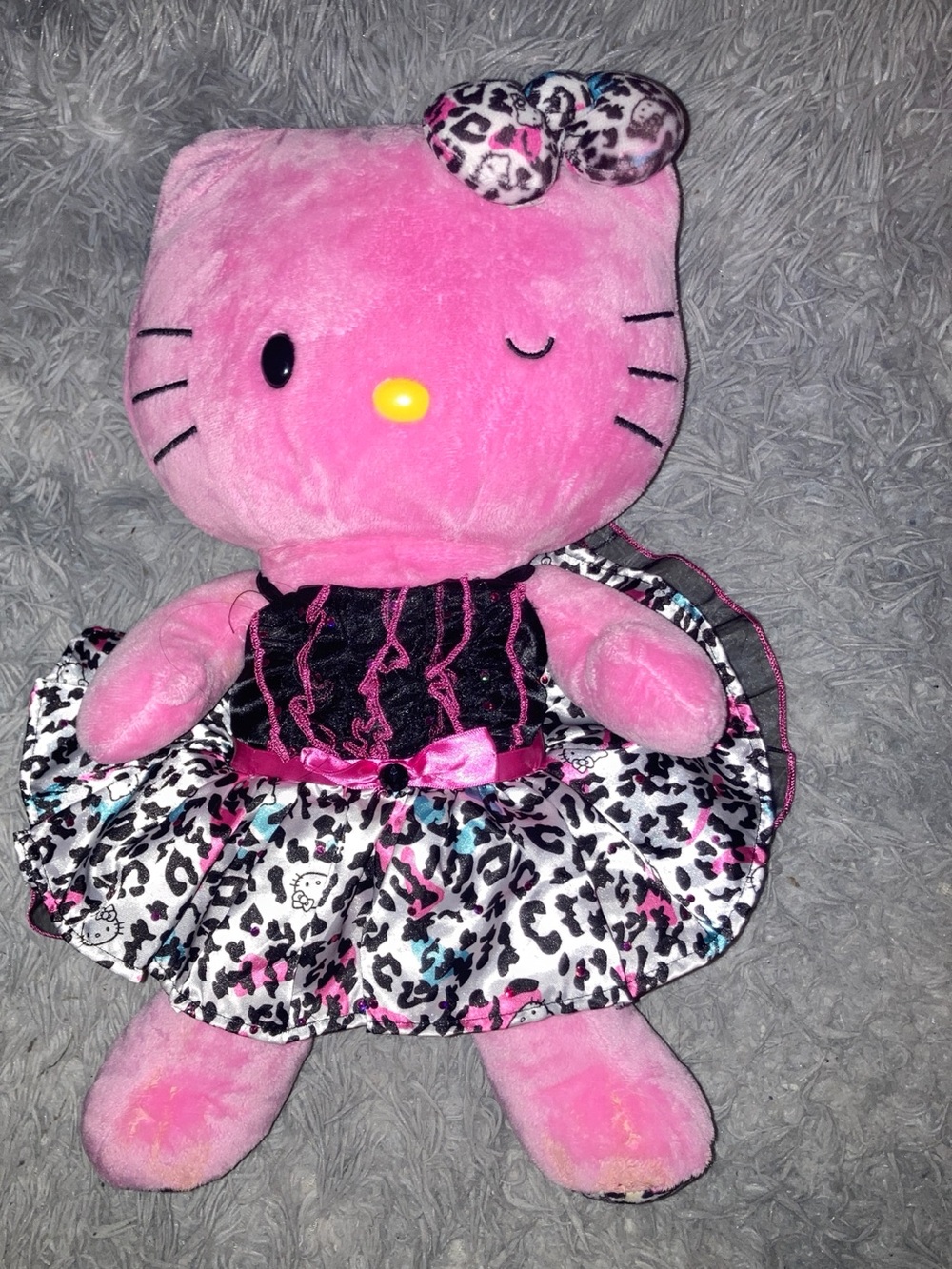 Build-A-Bear Pink Plush Kitty in Leopard-Print Dress